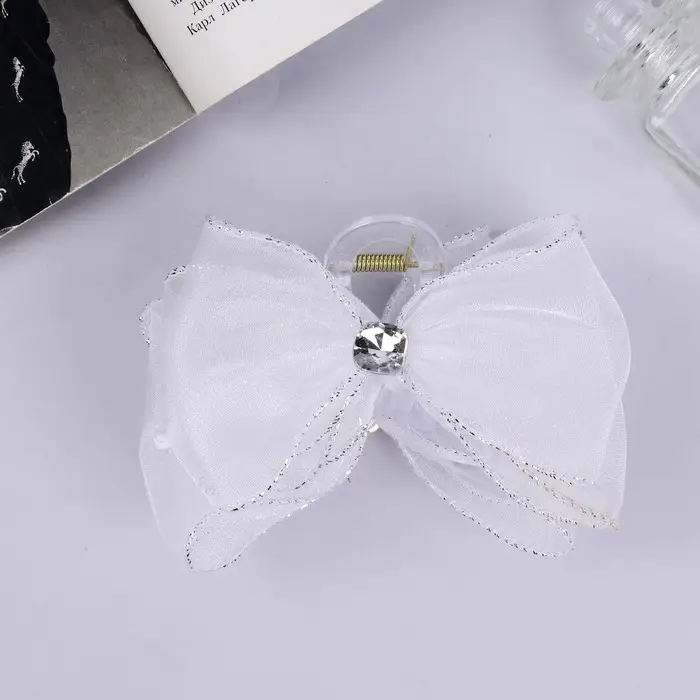 Краб для волос Краб для волос "Школьница" 12х9 см ,белый с квадратиком