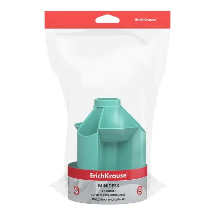 Подставка-органайзер для канцелярии ErichKrause "Mini Desk, Pastel Mint" вращающаяся, без наполнения, мятная