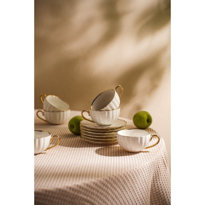 Чайный сервиз SL Home «Гарда», 12 предметов: 6 чашек 200 мл, 6 блюдец d=15 см, цвет белый Чайный сервиз SL Home «Гарда», 12 предметов: 6 чашек 200 мл, 6 блюдец d=15 см, цвет белый