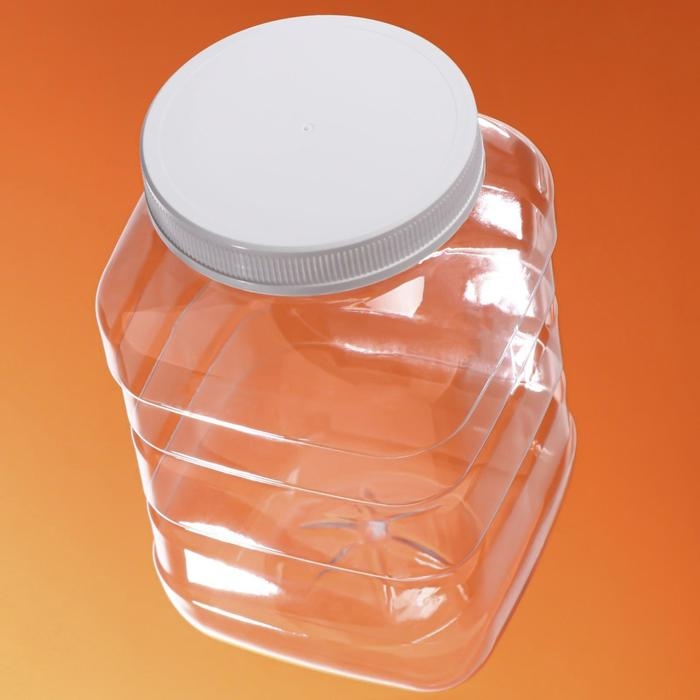 Банка с крышкой  Банка с крышкой "Квадратная", пэт, 3,0 л, 110 мм