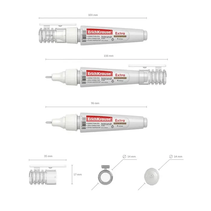 Ручка-корректор 4 мл, ErichKrause Extra, металлический наконечник, на основе растворителя