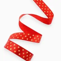 Лента атласная с тиснением &laquo;Горох&raquo;, 25 мм, 23&plusmn;1 м, красная №26