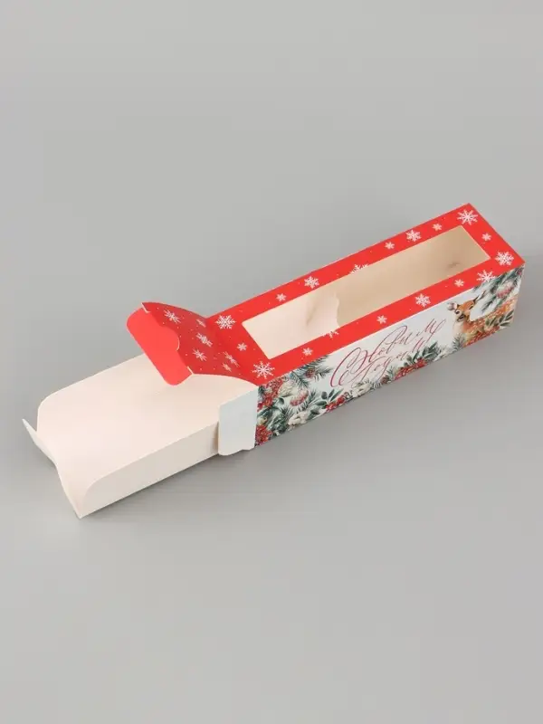 Коробочка для макарун новогодняя &laquo;С Новым годом!&raquo;, 18&times;5.5&times;5.5 см