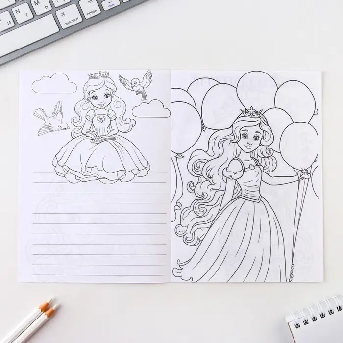 Блокнот раскраска А5, 8 страниц &laquo;Принцесса&raquo;