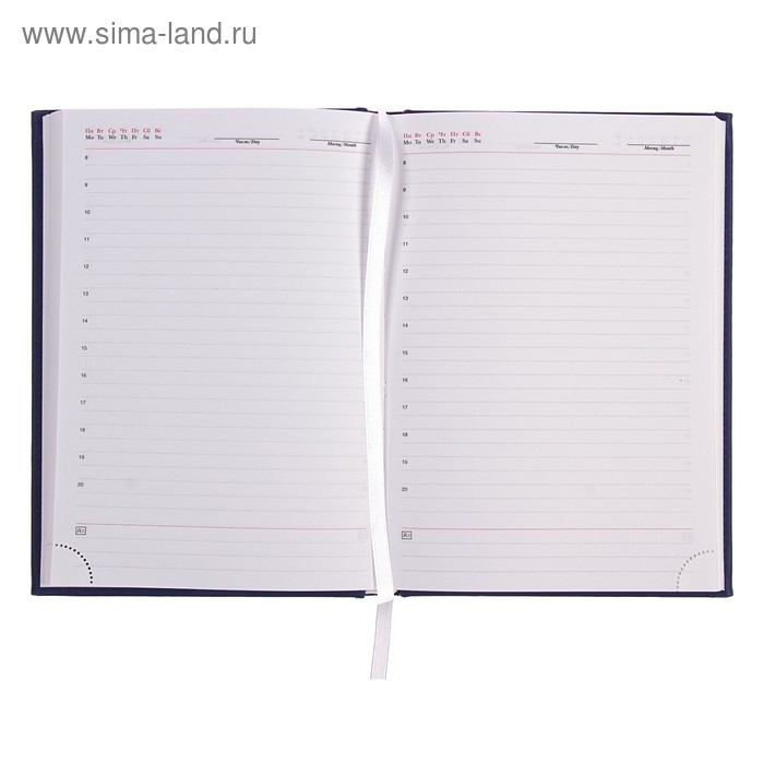 Ежедневник недатированный А5, 160 листов  Ежедневник недатированный А5, 160 листов "Вивелла", обложка искусственная кожа, перфорация углов, тёмно-синий