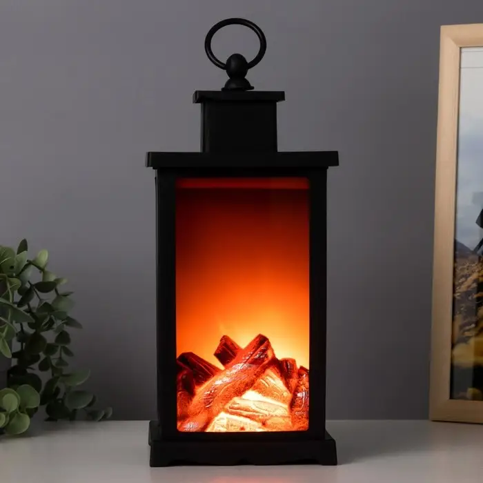 Ночник RISALUX &laquo;Камин&raquo;, LED, 13&times;13&times;30 см, чёрный