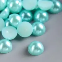 Набор для творчества диаметр 0,9 см "Жемчуг половинка бирюза"  вес - 19 грамм