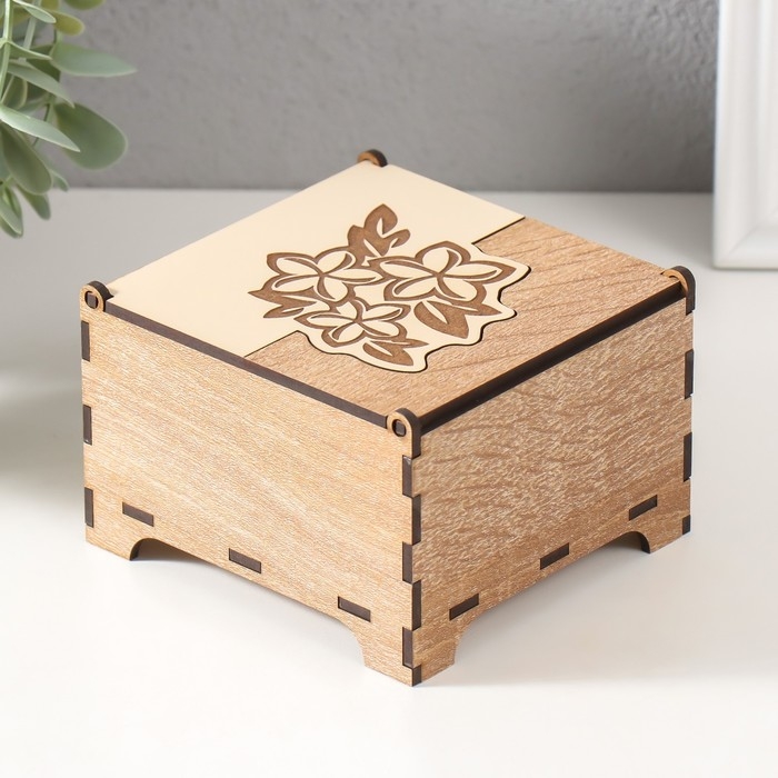 Шкатулка комбинированная  Шкатулка комбинированная "Цветы" 10,5х10х7 см