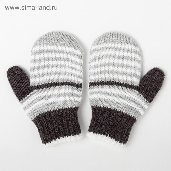 Варежки детские двойные, цвет серый, размер 12 Варежки детские двойные, цвет серый, размер 12