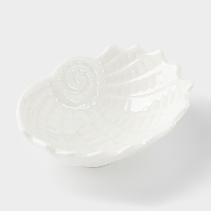 Блюдо керамическое «Ракушка», 9×7×3 см, цвет белый Блюдо керамическое «Ракушка», 9×7×3 см, цвет белый