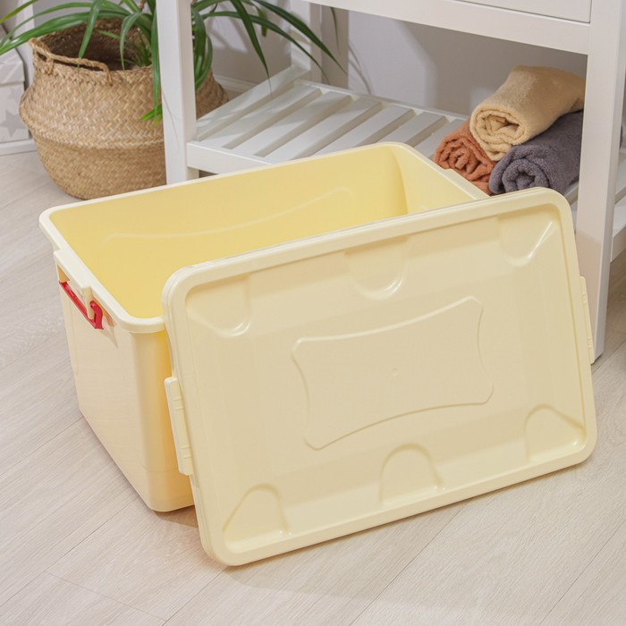 Контейнер для хранения с крышкой 50 л, 59×39×32 см, на колёсиках, цвет слоновая кость Контейнер для хранения с крышкой 50 л, 59×39×32 см, на колёсиках, цвет слоновая кость