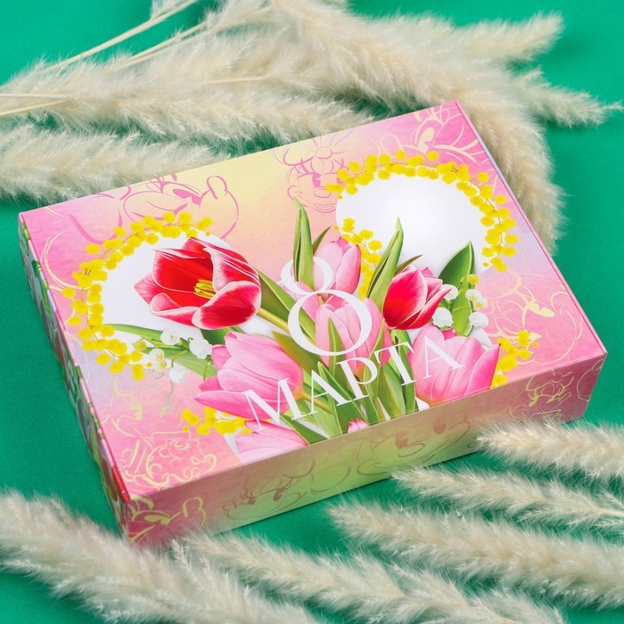 Подарочная коробка, складная Подарочная коробка, складная "8 Марта" 16х23х7.5 см, Минни Маус