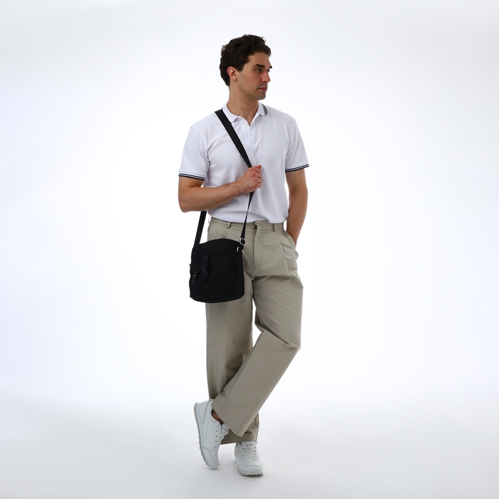 Сумка мужская через плечо TEXTURA, текстиль, цвет чёрный Сумка мужская через плечо TEXTURA, текстиль, цвет чёрный