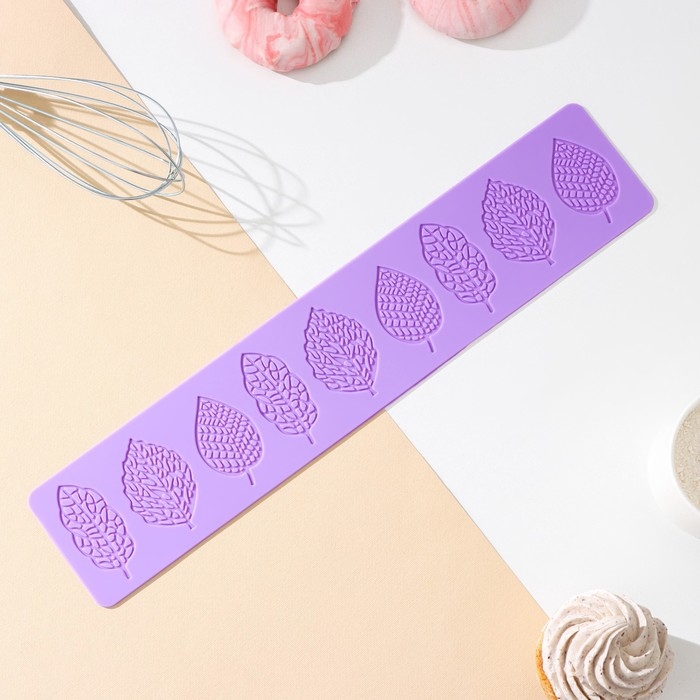 Коврик для айсинга Доляна «Листья ажурные», силикон, 38,5×8×0,1 см, цвет сиреневый Коврик для айсинга Доляна «Листья ажурные», силикон, 38,5×8×0,1 см, цвет сиреневый