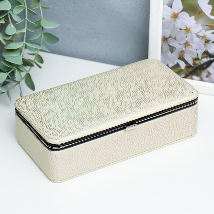 Шкатулка кожзам для украшений  Шкатулка кожзам для украшений "Маленькие пятнышки. Золото голография" 6х9,8х18,5 см