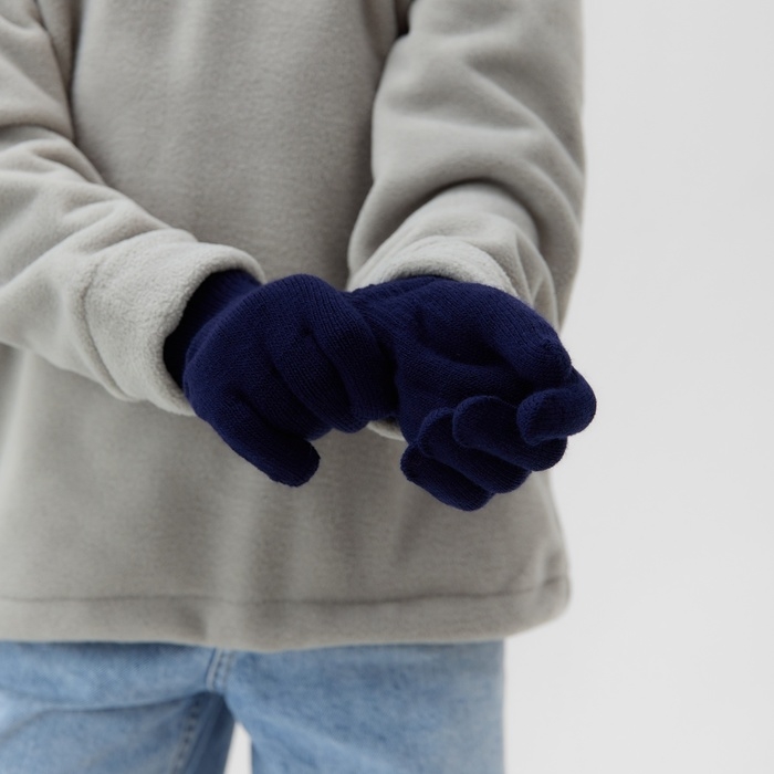 Перчатки детские MINAKU  Перчатки детские MINAKU "Однотонные",цв. синий, р-р 16 (10-12 лет)