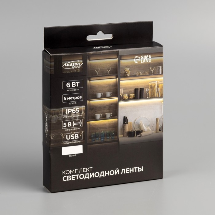 Светодиодная лента Luazon Lighting с сенсорным выключателем 5 м, IP65, SMD2835, 60 LED/м, USB, 4000К Светодиодная лента Luazon Lighting с сенсорным выключателем 5 м, IP65, SMD2835, 60 LED/м, USB, 4000К