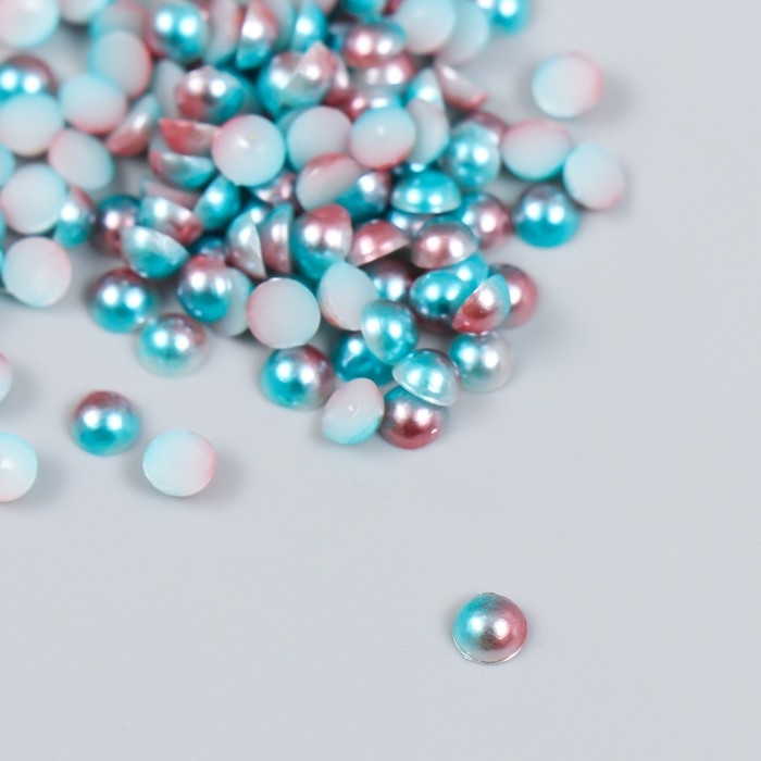 Декор "Полубусины и стразы. Градиент голубой" d=4 мм 10г 200 шт 5х2,5 см