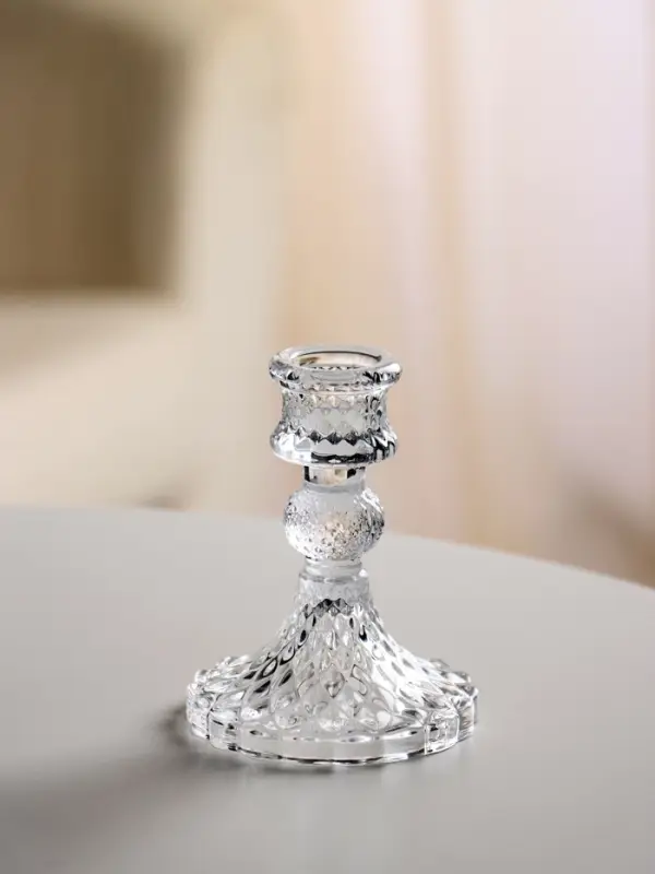 Стеклянный подсвечник на 1 свечу &laquo;Женева&raquo;, d=2.2 см, прозрачный, 10.5&times;7.7&times;7.7 см