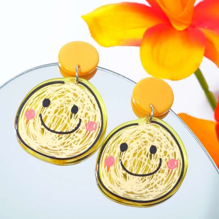Серьги пластик «Смайлик», цветные Серьги пластик «Смайлик», цветные