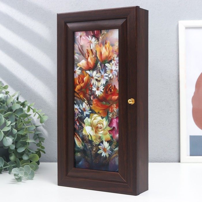 Ключница Ключница "Цветочная композиция" венге 16х31 см МИКС