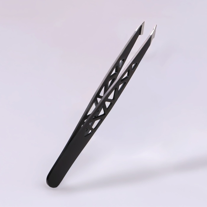 Пинцет «Геометрия», скошенный, заострённый, 9,5 см, цвет чёрный Пинцет «Геометрия», скошенный, заострённый, 9,5 см, цвет чёрный