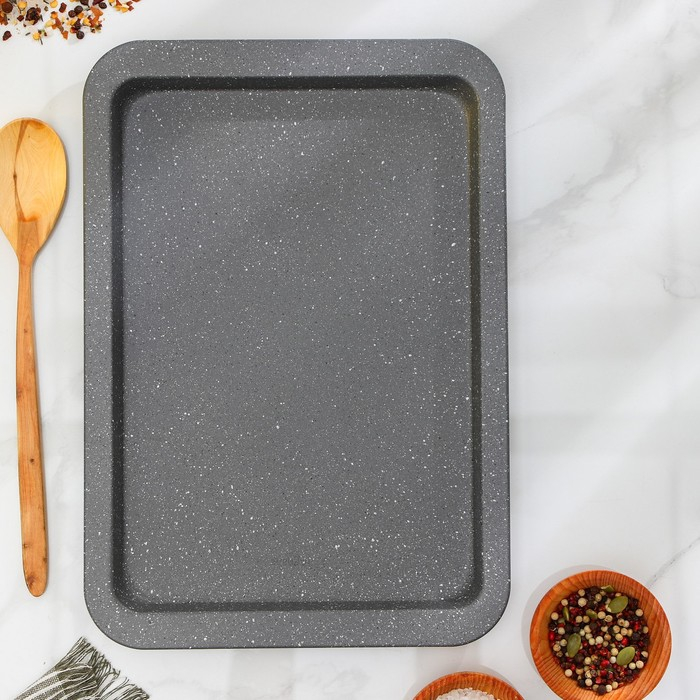 Противень Доляна «Элин Мрамор. Прямоугольник», 33×23×2 см, антипригарное покрытие, цвет серый Противень Доляна «Элин Мрамор. Прямоугольник», 33×23×2 см, антипригарное покрытие, цвет серый