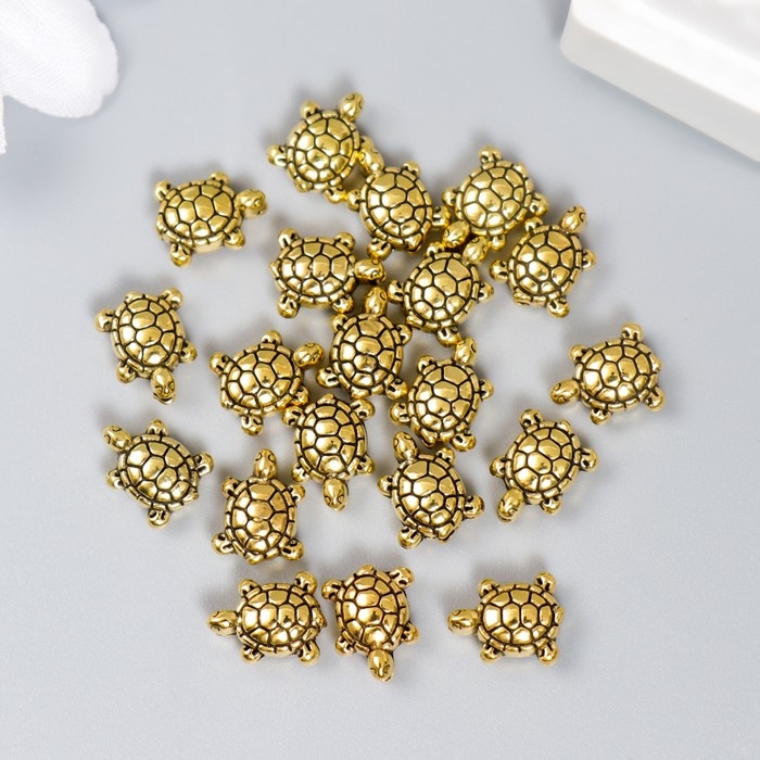 Бусины металл для творчества Бусины металл для творчества "Черепашка" золото набор 20 шт