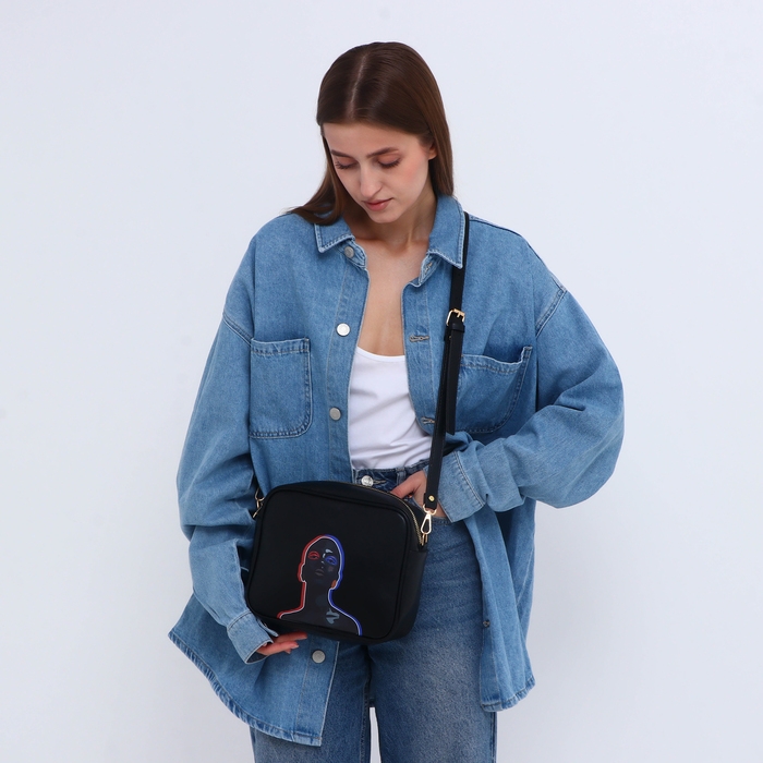 Сумка женская через плечо TEXTURA, маленького размера, цвет чёрный Сумка женская через плечо TEXTURA, маленького размера, цвет чёрный