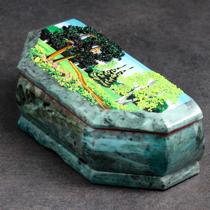 Ларец Ларец "Лето", 17х7х6, каменная крошка, змеевик