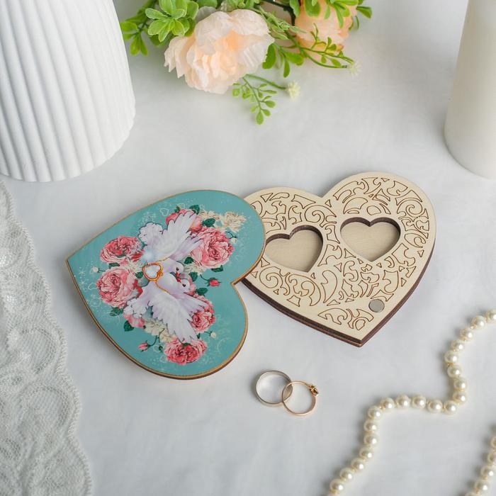 Подставка для колец Подставка для колец "Голуби", бирюзовая, на магните