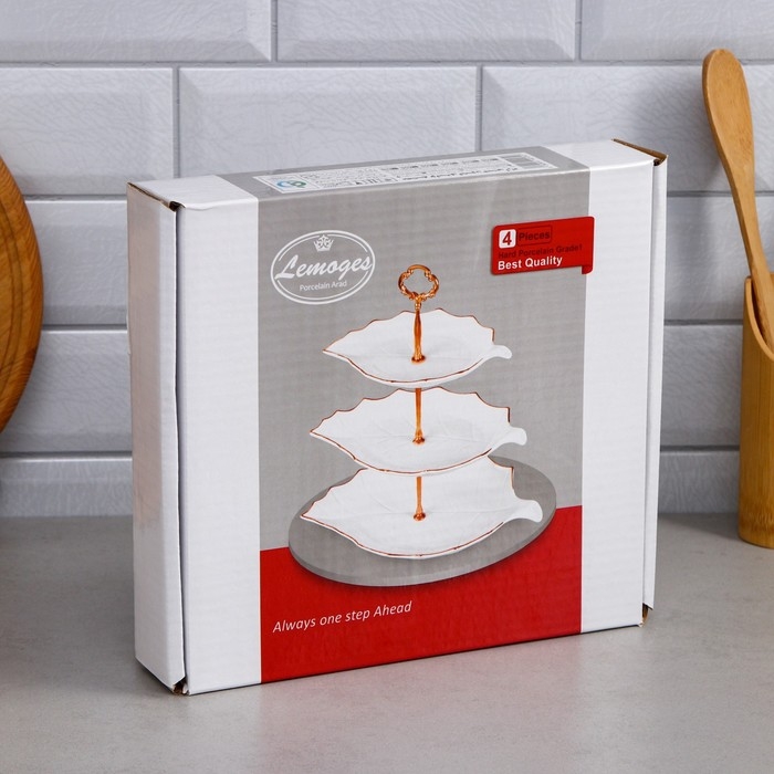 Этажерка «Листик», 3 уровня, фарфор, Иран