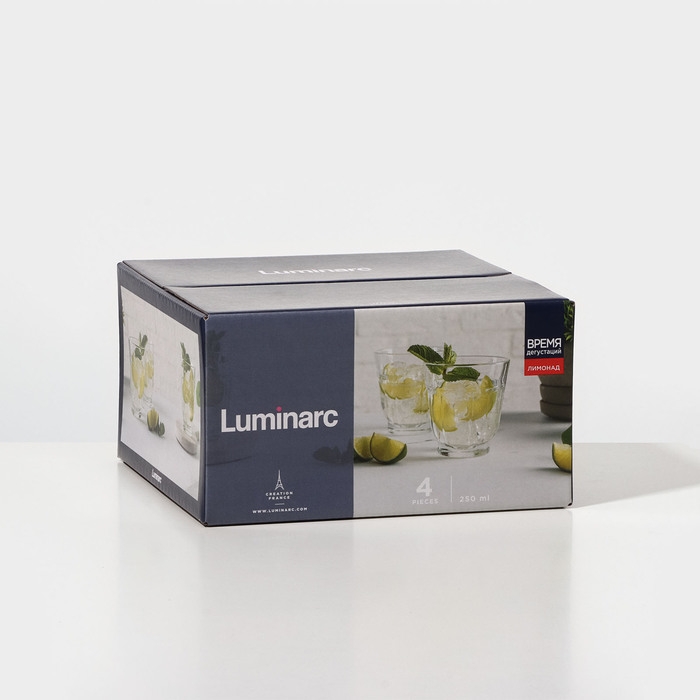 Набор стеклянных стаканов «Время дегустаций. Лимонад», 250 мл, 4 шт Набор стеклянных стаканов «Время дегустаций. Лимонад», 250 мл, 4 шт
