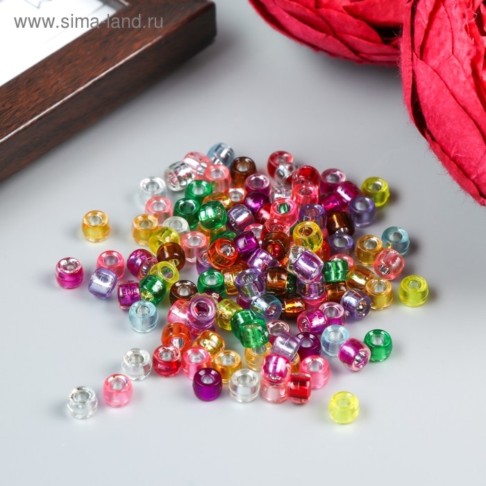 Бусины для творчества пластик Бусины для творчества пластик "Цветные цилиндрики" набор 10 гр 0,6х0,6х0,6 см
