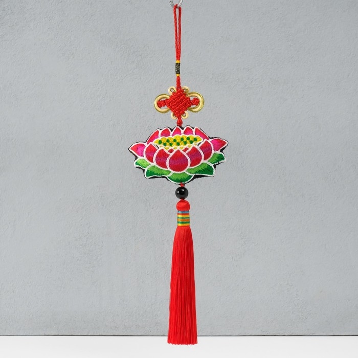 Подвеска текстиль Подвеска текстиль "Лотос" красная 2х10х29 см