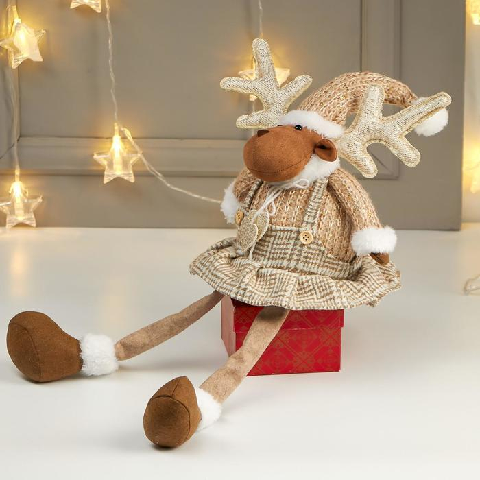 Кукла интерьерная Кукла интерьерная "Лосик-девочка в сарафане в клеточку" 56х13х19 см