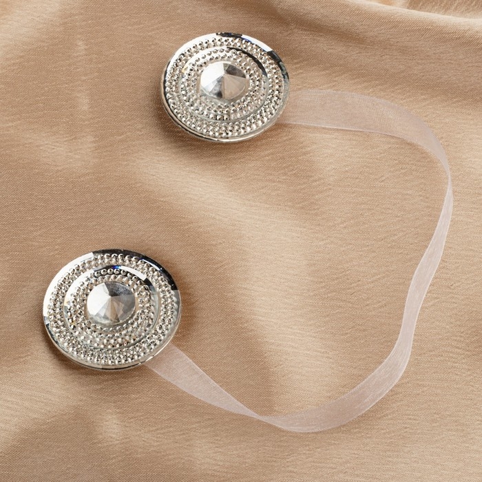 Подхват для штор «Блестящий круг», d = 4,5 см, цвет белый Подхват для штор «Блестящий круг», d = 4,5 см, цвет белый