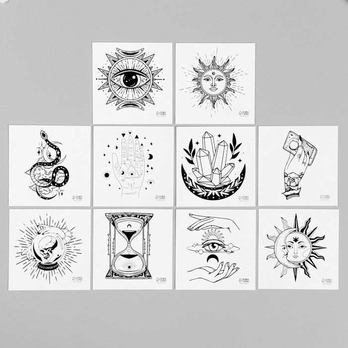 Татуировка на тело чёрная Татуировка на тело чёрная "Эзотерика" набор 10 шт 6х6 см