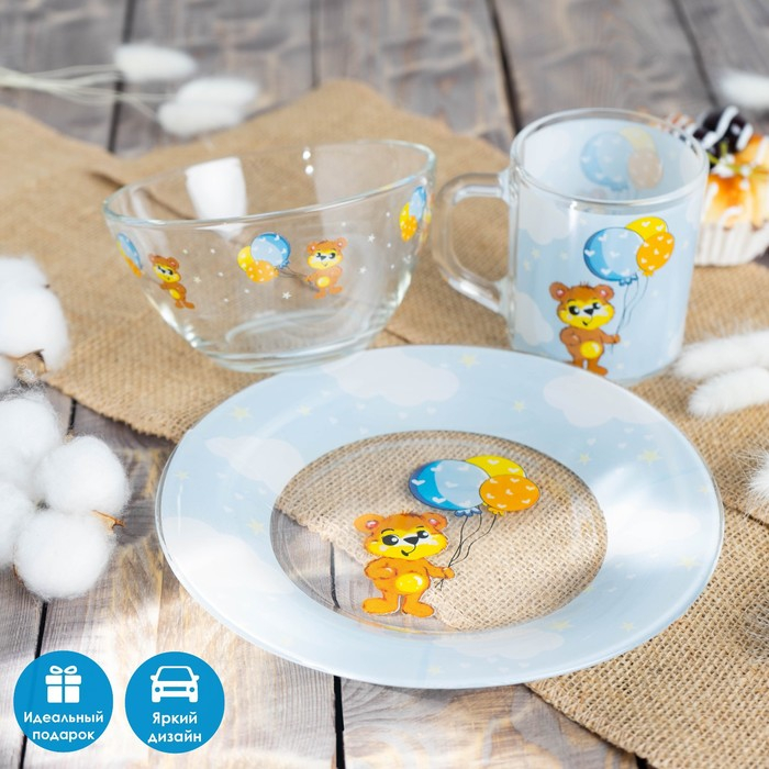 Набор детской посуды Доляна «Мишутка», 3 предмета: кружка 200 мл, миска 450 мл, тарелка d=20 см Набор детской посуды Доляна «Мишутка», 3 предмета: кружка 200 мл, миска 450 мл, тарелка d=20 см