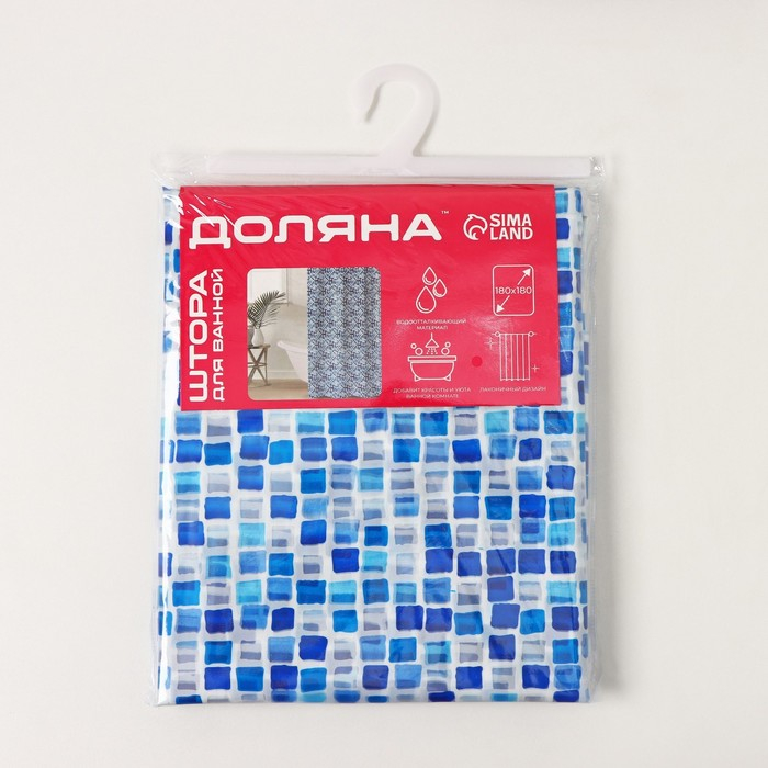 Штора для ванной Доляна «Плитка», 180×180 см, PVC