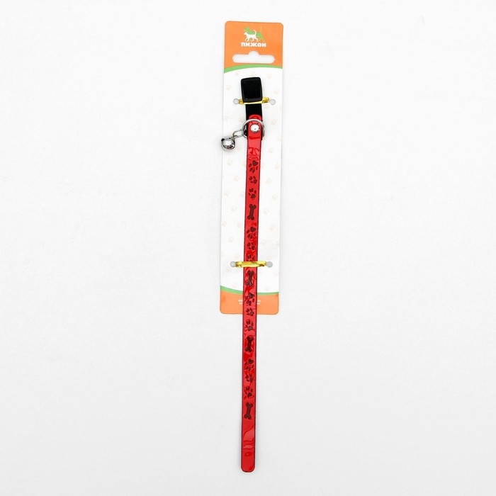 Ошейник со светоотражающим покрытием Ошейник со светоотражающим покрытием "Косточки и лапки", с резинкой, бубенчиком 27 х 1 см, микс цвет