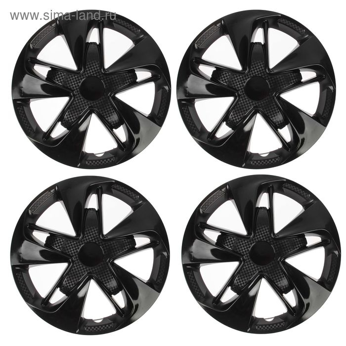 Колпаки колесные R13 Колпаки колесные R13 "СУПЕР АСТРА", черный глянец карбон, набор 4 шт.