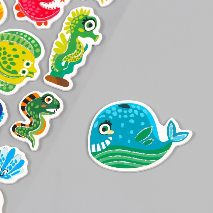 Наклейки для творчества бумага Наклейки для творчества бумага "Рыбный мир" 15х30 см