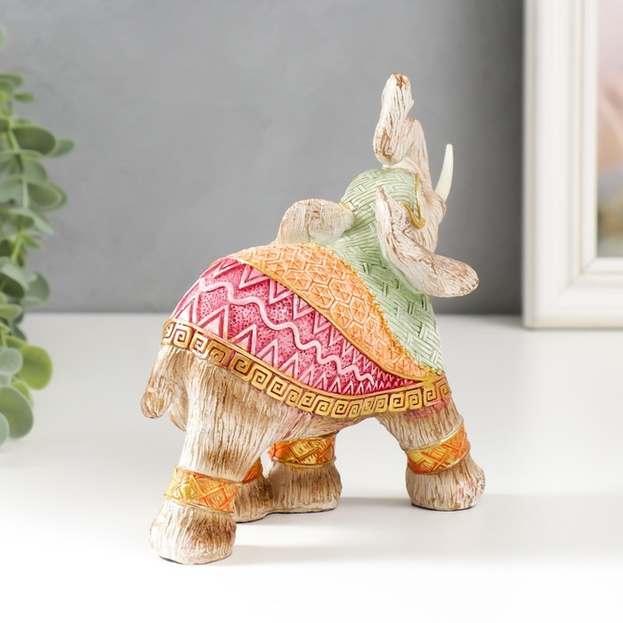 Сувенир полистоун Сувенир полистоун "Слон в разноцветной попоне с рисунками" под дерево МИКС 15х16х7,7 см