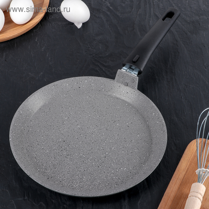 Сковорода блинная, d=24 см, пластиковая ручка, антипригарное покрытие, цвет светлый мрамор Сковорода блинная, d=24 см, пластиковая ручка, антипригарное покрытие, цвет светлый мрамор