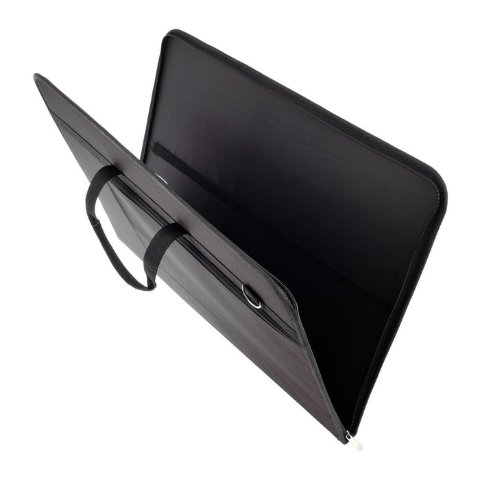 Папка для чертежей и рисунков А2, 640 х 450 х 30 мм, с ручками, текстильная, Estado, с карманом, чёрная