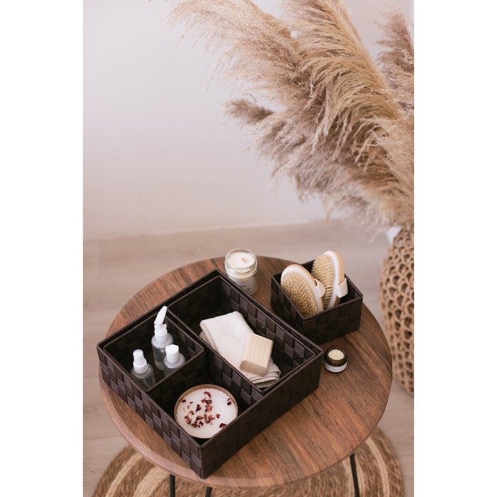 Корзины для хранения LaDо́m, 4 шт, ручное плетение, цвет коричневый Корзины для хранения LaDо́m, 4 шт, ручное плетение, цвет коричневый