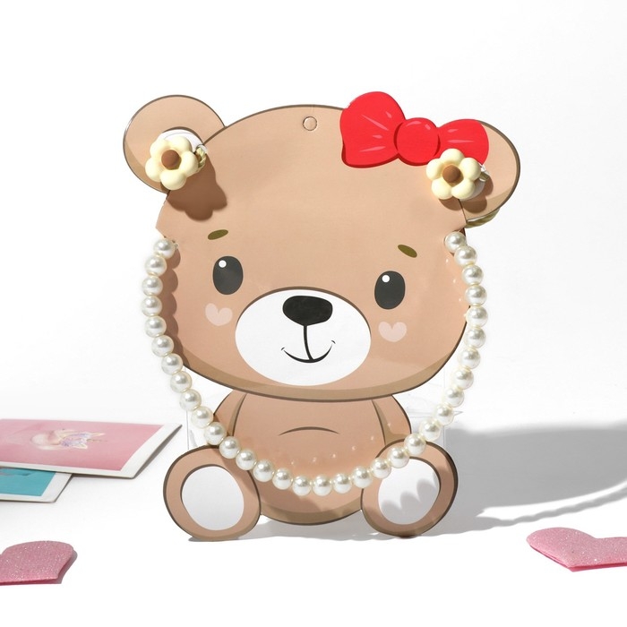 Комплект детский «Выбражулька» 3 предмета: 2 резинки, бусы, жемчуг, цвет бежевый Комплект детский «Выбражулька» 3 предмета: 2 резинки, бусы, жемчуг, цвет бежевый