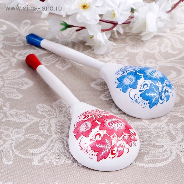 Ложка полубаская с росписью «Гжель», 19×6 см, микс Ложка полубаская с росписью «Гжель», 19×6 см, микс