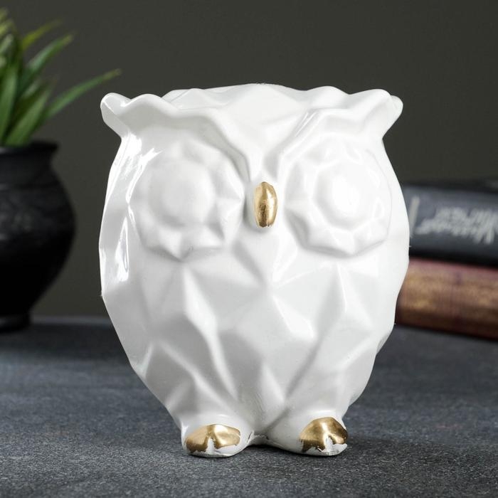 Копилка Копилка "Сова оригами" белая, 11х9,5х13,5см